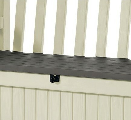 Keter Garten Aufbewahrungsbox mit Bank Eden Beige, 265 l, 140 x 60 x 84 cm