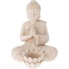 Decor de grădină Buddha pentru lumânare de ceai ,14 x 19 x 13 cm, crem