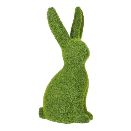 Kaninchen aus Keramik mit grünem Plüsch, 11 x 9 x 25 cm