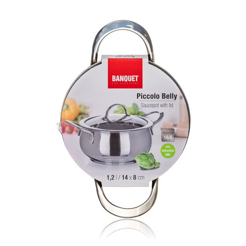 Banquet Edelstahlkasserolle mit Deckel Belly, 14 cm, 1,2 l