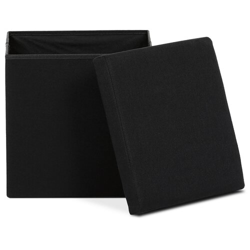 Taburet cu spațiu de depozitare, negru, 38 x 38 x 38 c m