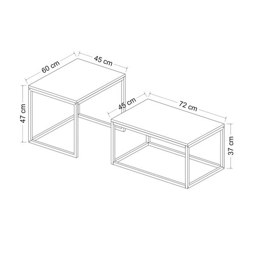 Beistelltisch Leka Black, 2 Stück
