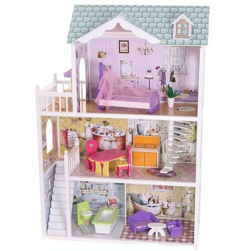Ecotoys Domeček pro panenky Barbie Beverly Hills s vybavením