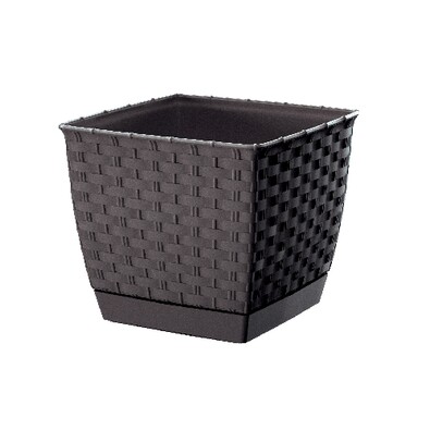 Plastični sadilnik Ratolla Square temno rjavebarve , 25 x 25 x 22 cm