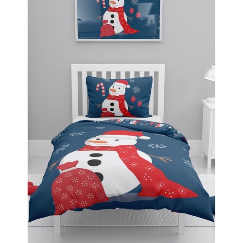 Bedtex Vianočné bavlnené obliečky Snehuliak, 140 x 200 cm, 70 x 90 cm