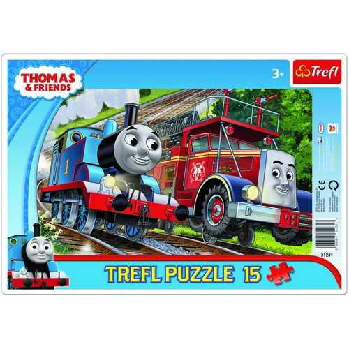 Trefl Puzzle Mašinka Tomáš a hasič Flynn, 15 dielikov