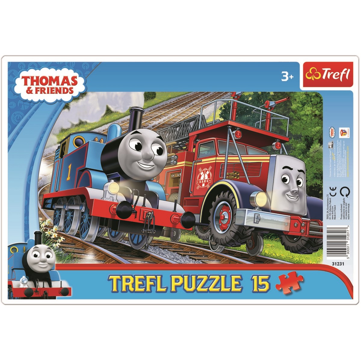 Puzzle Trefl Mašinka Tomáš v rámečku rámkové 15 dílků