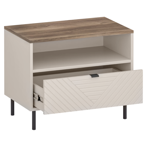 Noční stolek EYCO 1S, kašmír/dub castello