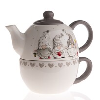 Świąteczny czajnik ceramiczny do herbaty Krasnale, szary