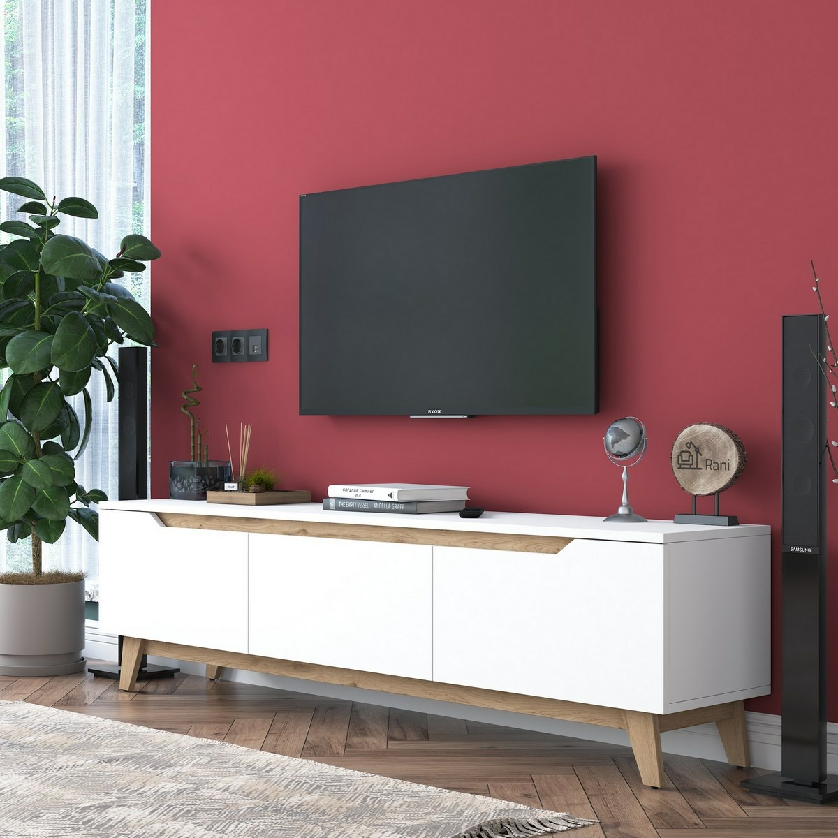 Televízny stolík Dite White and Walnut