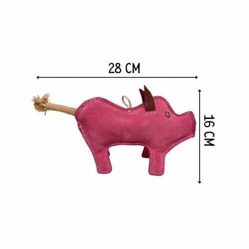 PafDog Piglet Pinky pasja igrača iz usnja in jute,28 cm