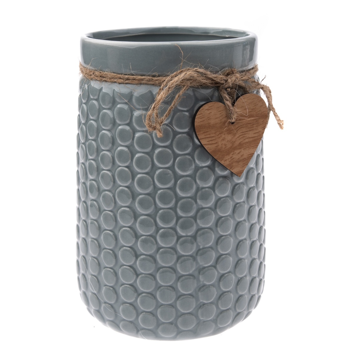 Vaza ceramica Heart, gri, 12 x 17,5 x 16,5 cm