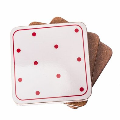 Podstavek pod skodelico Polka dots bela, 10 x 10cm , komplet 6 kosov