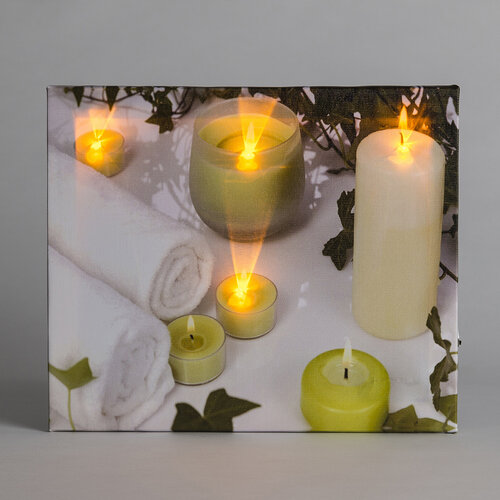 Jednodielny svietiaci obraz sviečky zelený