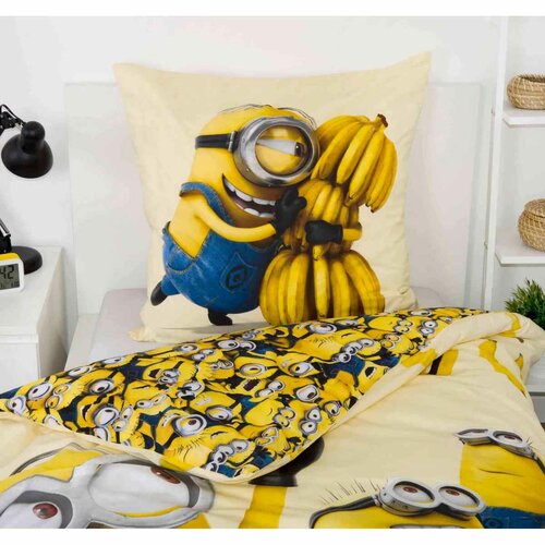 Herding bombažna posteljnina Minions, 135 x 200 cm, 80 x 80 cm