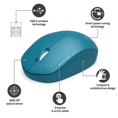PORT CONNECT Bezdrôtová myš Wireless COLLECTION 1600DPI, modrá