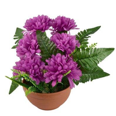 Dekoracja na Dzień Zaduszny Fioletowe chryzantemy w doniczce, 23 x 22 cm