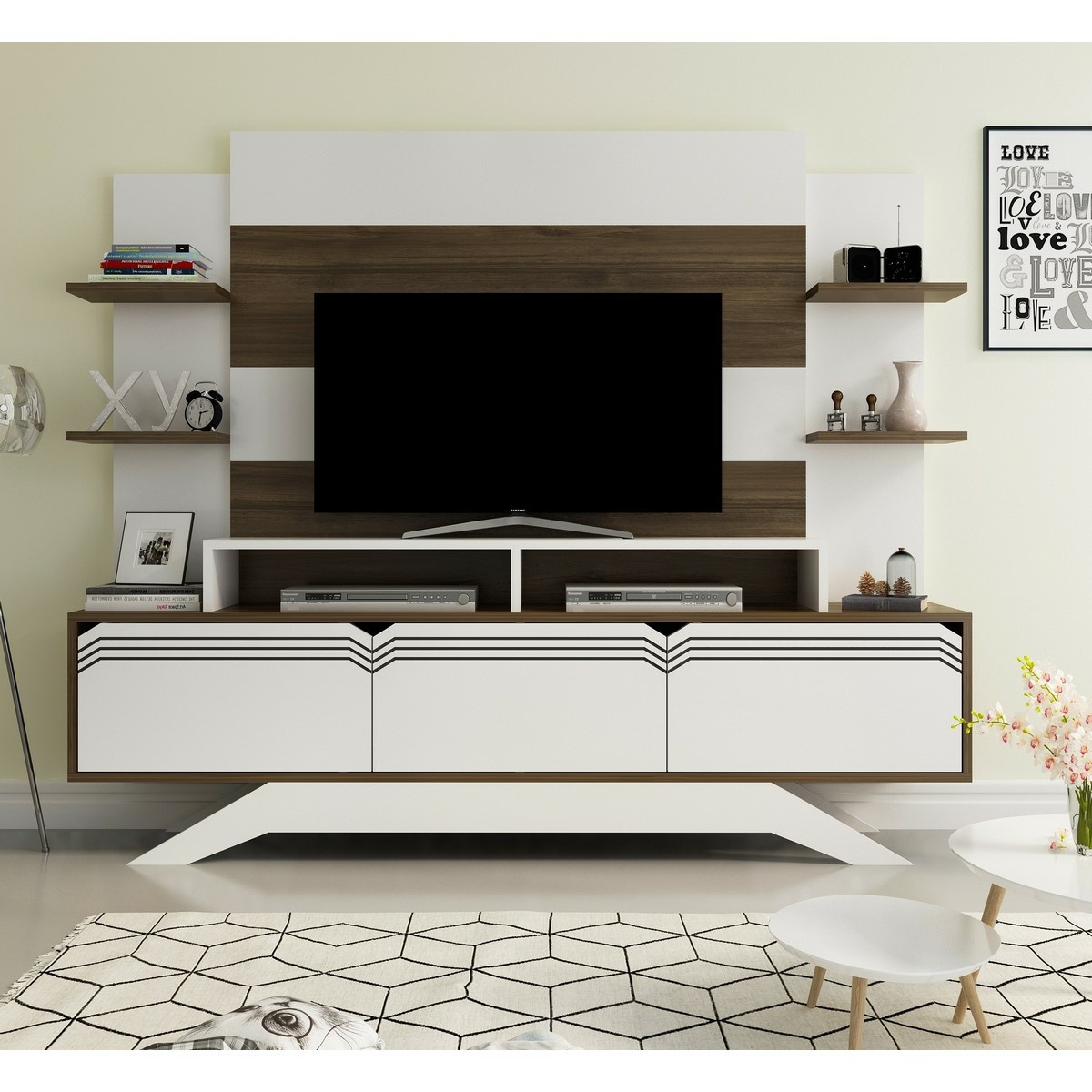 Televízna stena Delpi Walnut and White