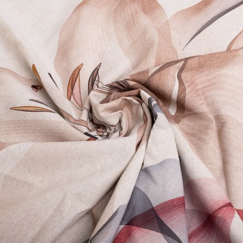 Pościel z mieszanki bawełny i lnu Lilie, 220 x 200 cm, 2 szt. 70 x 80 cm