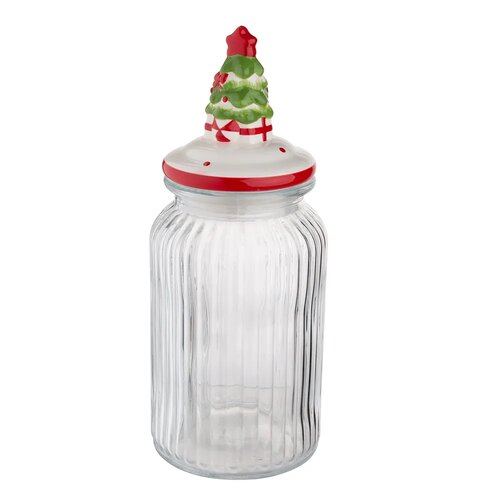 Altom Christmas Tree üvegedény kerámia fedéllel 900 ml