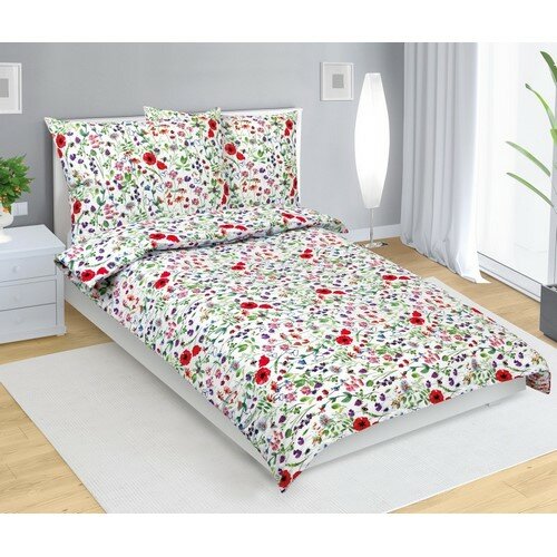 Bellatex Pościel bawełniana Maki czerwony,140 x 200 cm, 70 x 90 cm