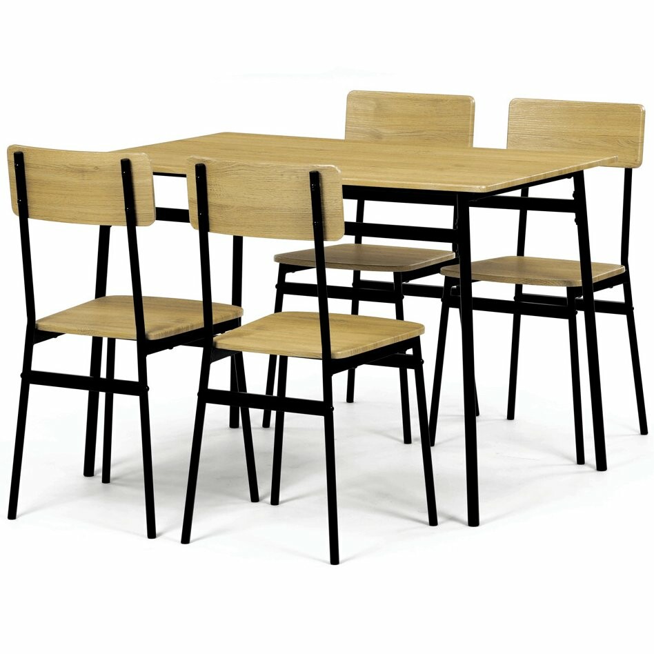 Jedálenský set Industrial so 4 stoličkami, 110 x70 x 76 cm, divoký dub
