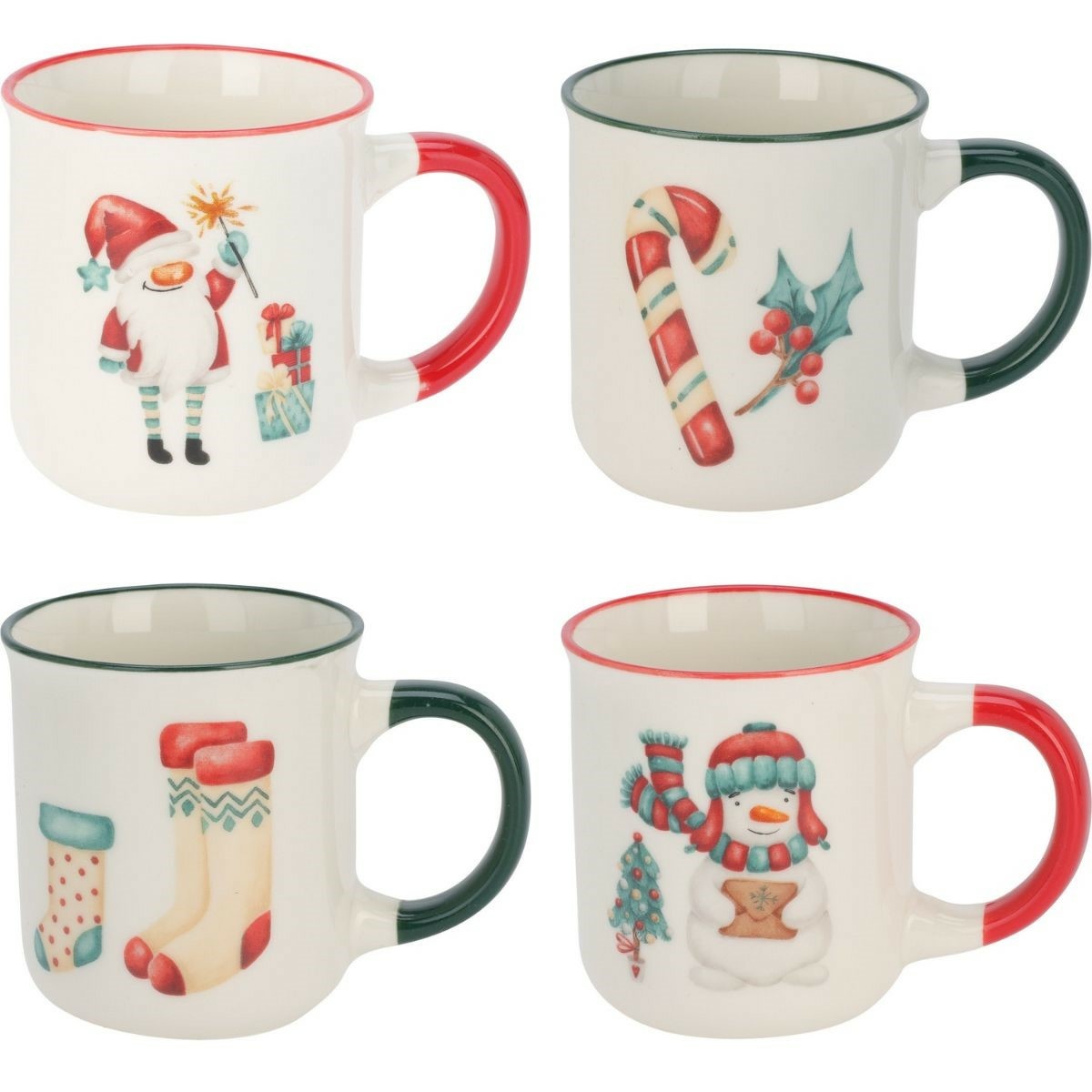 Holly Jolly bögrék 4 db-os készlete, 200 ml, porcelán