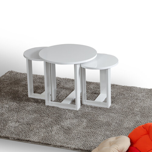 Beistelltisch Mira White, 3 Stück
