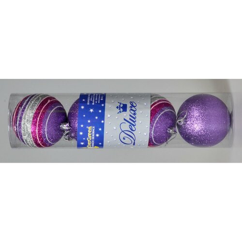 Globuri pentru Crăciun Stripes violet, diametru 8 cm