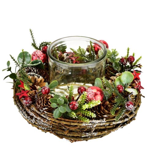 Božični okrašen svečnik Sedrino, 11 x 22 cm