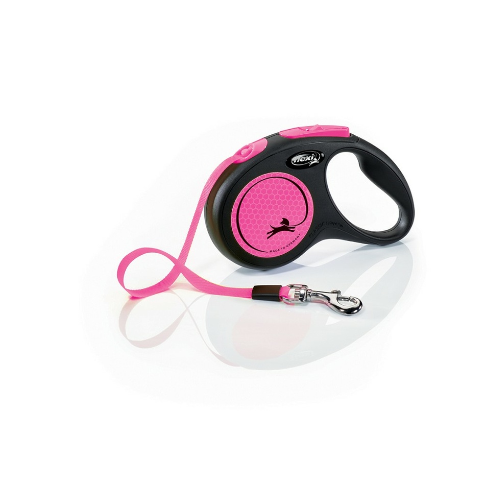 Flexi önbehúzó póráz New Neon S, 5 m, 15 kg,rózsaszín, rózsaszín