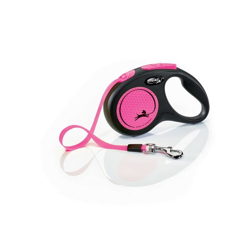 Flexi Lesă auto-înfășurabilă New Neon S, 5 m, 15kg, roz