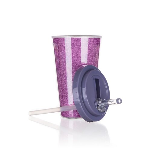 Banquet Potovalni dvostenski lonček GLITTERS 0,5l, roza