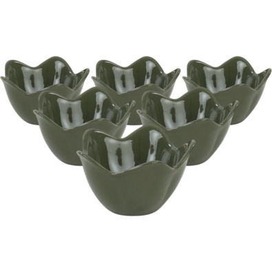 Súprava 6 keramických misiek Lotus 11,8 cm, zelená