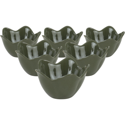 Set mit 6 Keramikschalen Lotus 11,8 cm, grün
