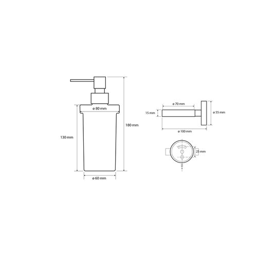 Dozator de săpun SAPHO XB100 black X-Round,sticlă albă/negru, 230 ml