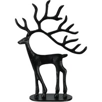 Świąteczna dekoracja aluminiowa Black reindeer, 23 x 31,5 x 8 cm