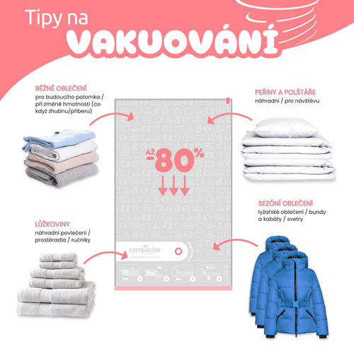 Compactor Sada vakuových úložných pytlů Aspispace 3x M 70 l, 2x L 120 l, 5 ks