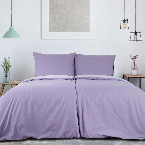B.E.S. Petrovice Baumwollbettwäsche Double Face Violett/Lavendel, 220 x 200 cm, 2 Stück 70 x 90 cm