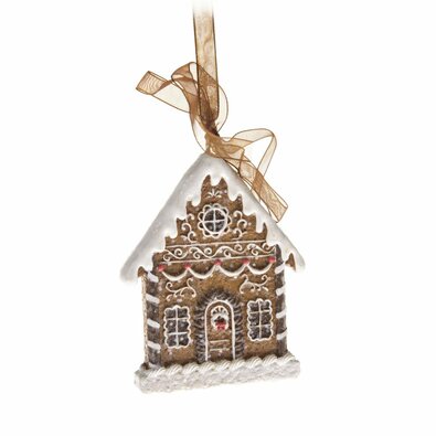 Mézeskalács házikó karácsonyi függődísz, 5,6 x 7,4 cm