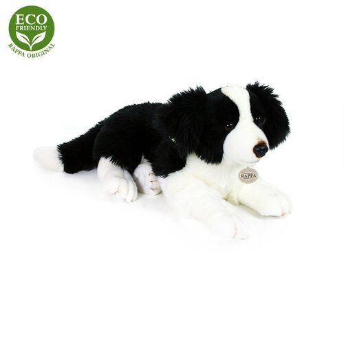 Rappa Plyšový pes Border kolie ležící černobílá, 45 cm