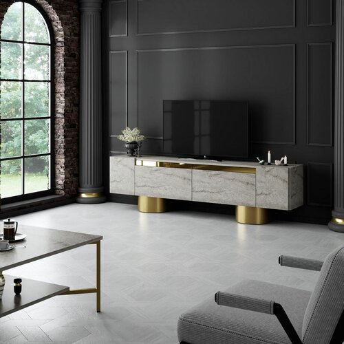 Televizní stolek Bohem Travertine and Gold