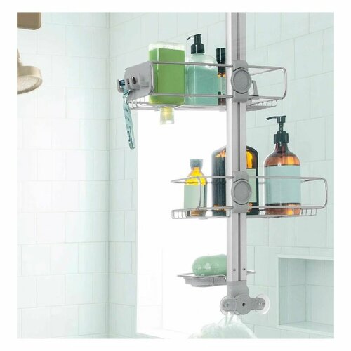 Simplehuman Regulowany uchwyt na drzwi prysznicowe z półkami