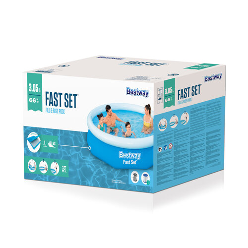 Bestway Napihljiv bazen Fast Set, 305 x 66 cm,kartušna filtracija