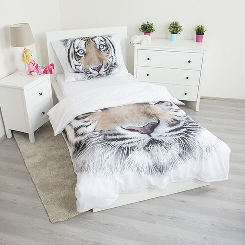 Lenjerie bumbac Jerry Fabrics White Tiger, 140 x 200 cm, 70 x 90 cm