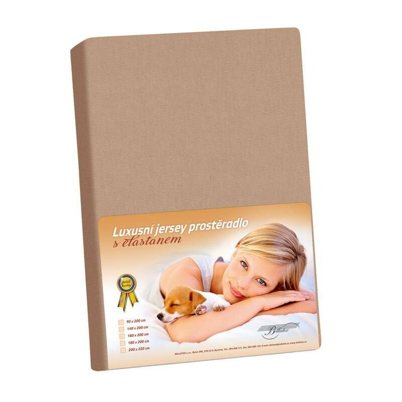 Jersey lepedő elasztán kávéval , 160 x 200 cm, bézs, 160 x 200 cm