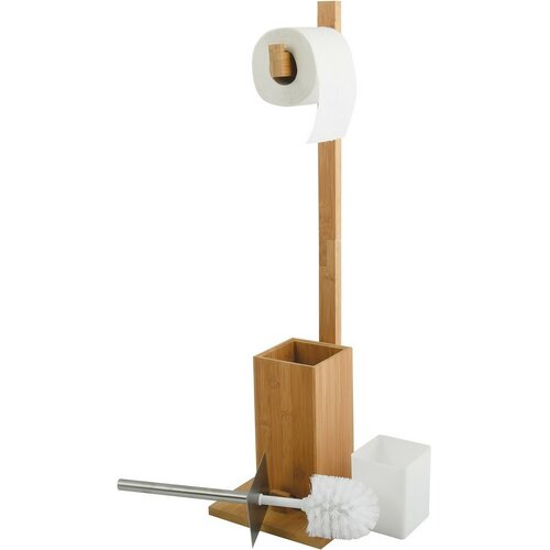 MSV Bambusov držalo za toaletni papir s krtačo 19 x 19 x 70,5 cm