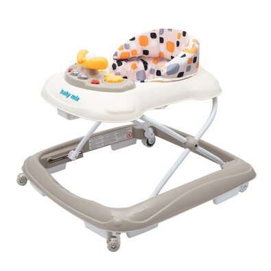 Baby Mix Walker pentru copii cu volan și roți din silicon, bej, 50 x 44 x 50 cm