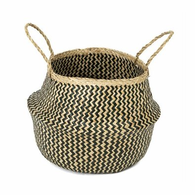 Compactor Belly tengeri fűből fonott tárolókosár, 35 x 32 cm, fekete
