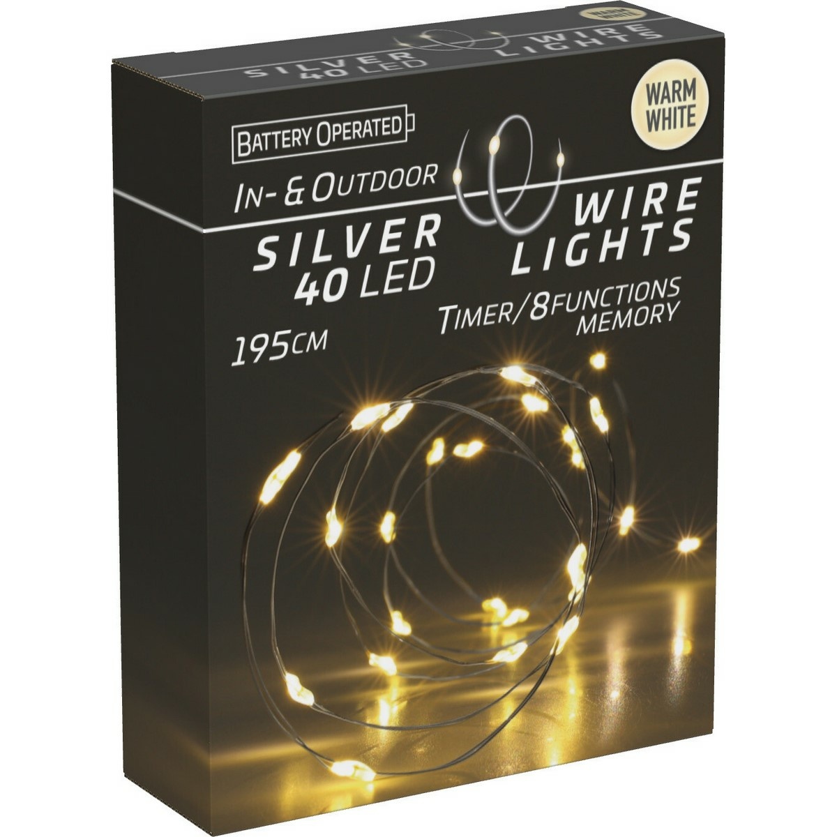 Przewód świetlny z wyłącznikiem czasowym SilverWire, 40 diod LED, ciepły biały, 195 cm